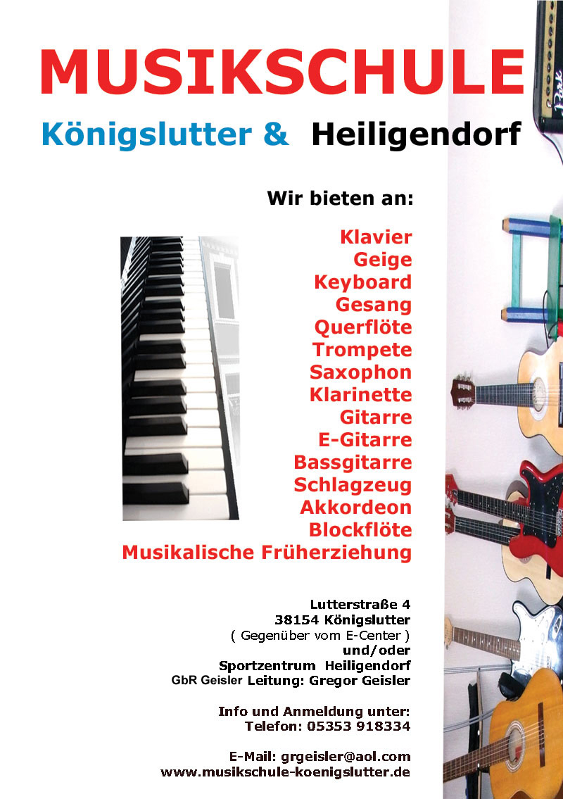  Musikunterricht in Heiligendorft, Wolfsburg, Königslutter